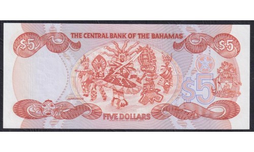 Багамские Острова 5 долларов L. 1974 (1984) г. (BAHAMAS 5 Dollars L. 1974 (1984)) P45а: UNC