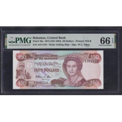 Багамские Острова 50 долларов L. 1974 (ND1984) г.  (BAHAMAS 50 Dollars L. 1974 (ND1984)) P 48a: PMG 66 Gem UNC EPQ