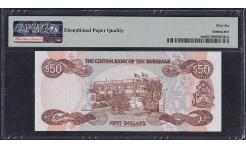 Багамские Острова 50 долларов L. 1974 (ND1984) г.  (BAHAMAS 50 Dollars L. 1974 (ND1984)) P 48a: PMG 66 Gem UNC EPQ