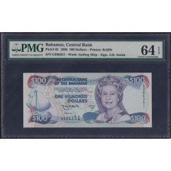 Багамские Острова 100 долларов 1996 г.  (BAHAMAS 100 Dollars 1996) P 62: PMG 64 Choice UNC EPQ