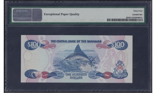 Багамские Острова 100 долларов 1996 г.  (BAHAMAS 100 Dollars 1996) P 62: PMG 64 Choice UNC EPQ