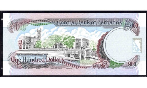Барбадос 100 долларов ND (2000 г.) (BARBADOS 100 Dollars ND (2000)) P65:Unc