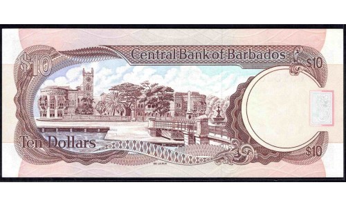 Барбадос 10 долларов ND (1986 г.) (BARBADOS 10 Dollars ND (1986)) P38:Unc