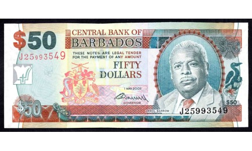 Барбадос 50 долларов 2007 г. (BARBADOS 50 Dollars 2007) P70а:Unc