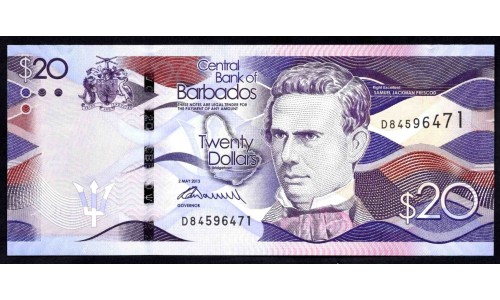 Барбадос 20 долларов 2013 г. (BARBADOS 20 Dollars 2013) P76а:Unc