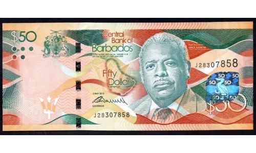 Барбадос 50 долларов 2013 г. (BARBADOS 50 Dollars 2013) P77:Unc