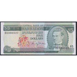 Барбадос 5 долларов ND (1973) (BARBADOS 5 Dollars ND (1973)) P31: UNC