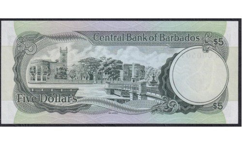 Барбадос 5 долларов ND (1975) (BARBADOS 5 Dollars ND (1975)) P32: UNC