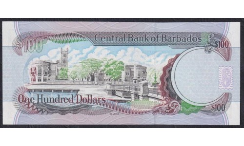 Барбадос 100 долларов ND (1999), Короткий Номер! из Первой сотни! (BARBADOS 100 Dollars ND (1999)) P 59(1): UNC