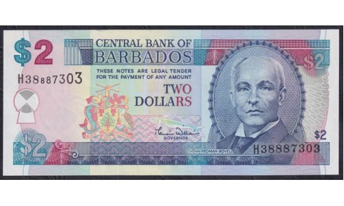 Барбадос 2 доллара ND (2000)  (BARBADOS 2 Dollars ND (2000)) P 60: UNC