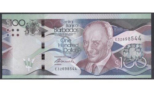 Барбадос 100 долларов 2016 год (BARBADOS 100 Dollars 2016) P 78b: UNC