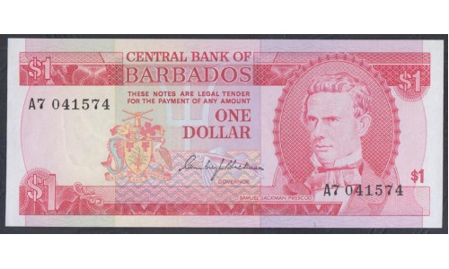 Барбадос 1 доллар ND (1973) Литера A (BARBADOS 1 Dollar ND (1973)) P 29: UNC