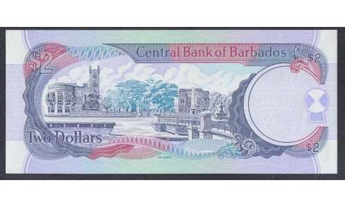 Барбадос 2 доллара ND (1999)  (BARBADOS 2 Dollars ND (1999)) P 54b: UNC