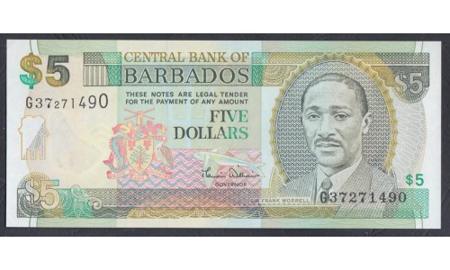 Барбадос 5 долларов ND (2000)  (BARBADOS 5 Dollars ND (2000)) P 61: UNC