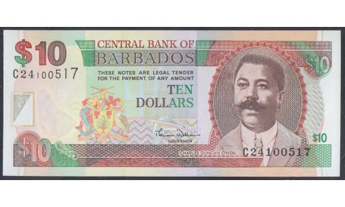 Барбадос 10 долларов ND (2000)  (BARBADOS 10 Dollars ND (2000)) P 62: UNC