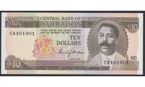 Барбадос 10 долларов 1973 года (BARBADOS 10 Dollars  1973) P33: UNC--