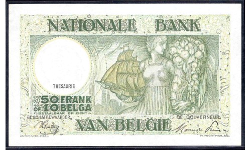 Бельгия 50 франков / 10 белгас 1945 (BELGIUM 50 Francs / 10 Belgas 1945) P 106 : UNC