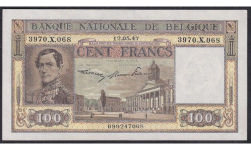 Бельгия 100 франков 12.05.47 (BELGIUM  100 Francs 12.05.47) P 126(2-1): UNC-