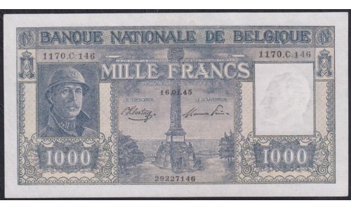 Бельгия 10 франков 16.01.45 (Belgium 1000 francs 16.01.45) P 128b: UNC