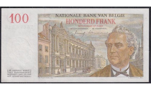 Бельгия 100 франков  08.08.57 (BELGIUM 100 Francs 08.08.57) P 129b(2): UNC