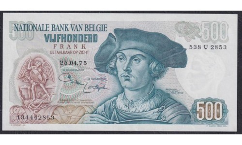 Бельгия 500 франков 25.04.1975 года (BELGIUM  500 Francs 25.04.1975) P 135b(4): UNC 