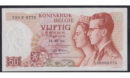 Бельгия 50 франков 16.05.66 (Belgium 50 Franks 16.05.66) P 139(1): UNC