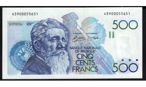 Бельгия 500 франков  ND(1980-1981) , НЕЧАСТЫЕ (BELGIUM  500 Francs ND(1980-1981)) P 141: UNC 
