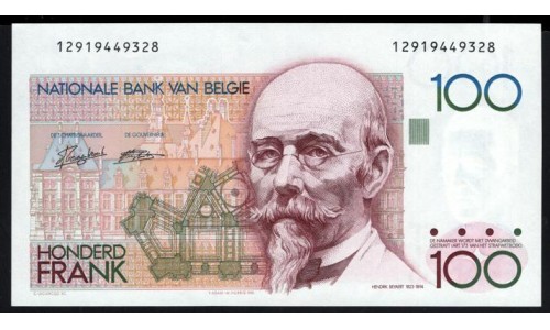 Бельгия 100 франков (1982-1994) (BELGIUM 100 Francs (1982-1994)) P 142a(6) : UNC