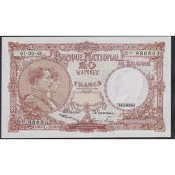 Бельгия 20 франков 01-09-48 (BELGIUM 20 Francs 01-09-1948) P 116: UNC