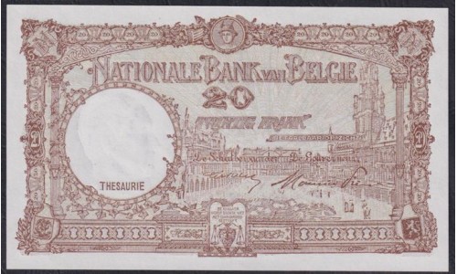 Бельгия 20 франков 01-09-48 (BELGIUM 20 Francs 01-09-1948) P 116: UNC