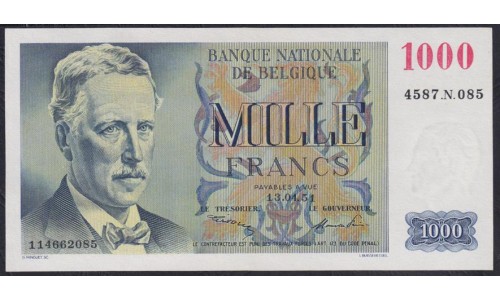 Бельгия 1000 франков 13.04.1951 год (Belgium 100 francs 13.04.1951) P 131a(1): UNC