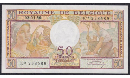 Бельгия 50 франков 03.04.1956 (Belgium 50 Franks 03/04/1956) P 133b: aUNC/UNC