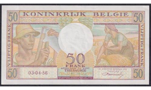 Бельгия 50 франков 03.04.1956 (Belgium 50 Franks 03/04/1956) P 133b: aUNC/UNC