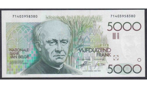 Бельгия 5000 франков 1982-1992 (Belgium 5000 francs 1982-1992) P 145(4) : UNC