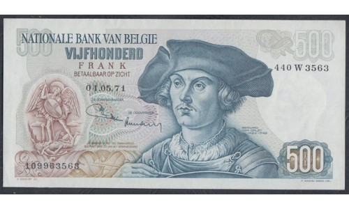 Бельгия 500 франков 1971 (BELGIUM  500 Francs 1971) P 135b(2): UNC 