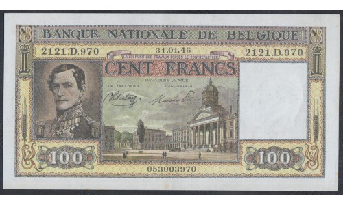 Бельгия 100 франков 1946 (BELGIUM  100 Francs 1946) P 126(2): UNC-/UNC