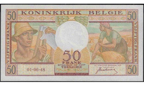 Бельгия 50 франков 1948 (Belgium 50 Franks 1948) P 133a : UNC