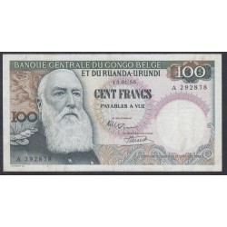 Бельгийское Конго 100 франков 1955 год (CONGO BELGE 100 francs 1955) P 33a: VF/XF