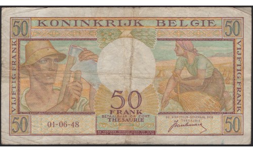 Бельгия 50 франков 1948 (Belgium 50 Franks 1948) P 133a : VF/XF