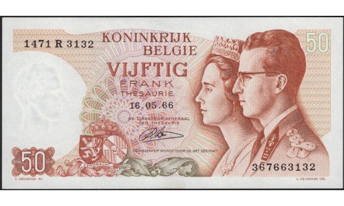 Бельгия 50 франков 1966 (Belgium 50 Francs 1966) P 139(4) : UNC