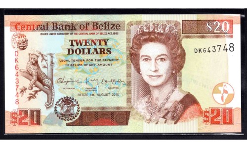 Белиз 20 долларов 2010 (BELIZE 20 dollars 2010) P 69d : UNC