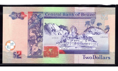 Белиз 2 доллара 2003 (BELIZE 2 dollars 2003) P 66а : UNC