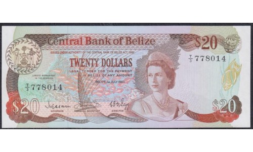 Белиз 20 долларов 1983 года (BELIZE 20 dollarы 1983) P 45: UNC