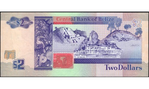 Белиз 2 доллара 1990 (BELIZE 2 dollars 1990) P 52a: UNC