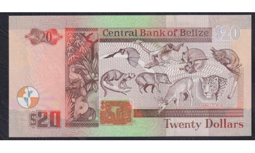 Белиз 20 долларов 2000 (BELIZE 20 dollars 2000) P 63b : UNC