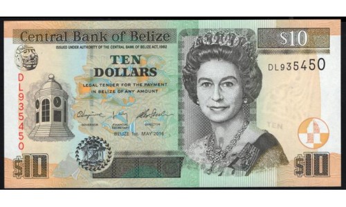 Белиз 10 долларов 2016 (BELIZE 10 dollars 2016) P 68e(1): UNC