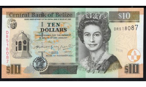 Белиз 10 долларов 2020 (BELIZE 10 dollars 2020) P 68e(2): UNC