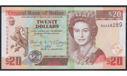 Белиз 20 долларов 2017 (BELIZE 20 dollars 2017) P 69f: UNC