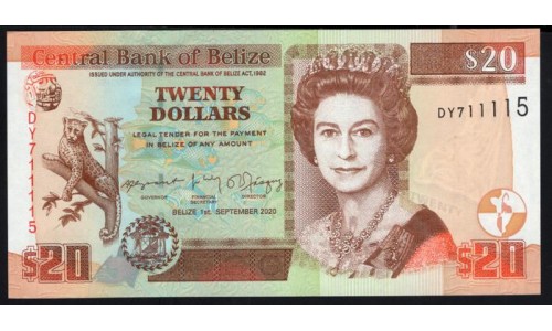 Белиз 20 долларов 2020 (BELIZE 20 dollars 2020) P 69g: UNC