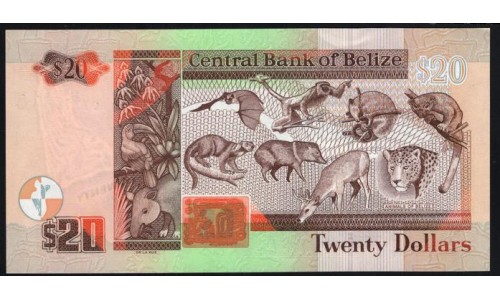 Белиз 20 долларов 2020 (BELIZE 20 dollars 2020) P 69g: UNC